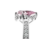 Floral Engagement Ring Setting for Fancy Pink Pear-Shaped Center with Four Accent Clusters and Prong Head in Sterling Silver