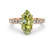 Solitaire Engagement Ring Setting for Fancy Yellow Marquise Center with Single Row Accent Band and Prong Head in Rose Gold