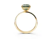 Solitaire Engagement Ring Setting for Fancy Green Princess Cut Center with Pave Accents and Prong Head in Yellow Gold