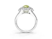Halo Engagement Ring Setting for Fancy Yellow Pear-Shaped Center with Two-Strand Split Shank and Prong Head in White Gold