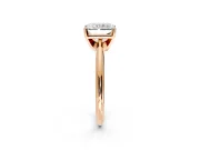Solitaire Engagement Ring Setting for Radiant Cut Center with Knife Ridge Band and Claw Prong Head in Rose Gold