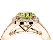 Halo Engagement Ring Setting for Fancy Yellow Round Cut Center with Pave Split Shank and Prong Head in Rose Gold