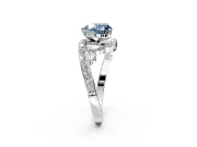 Solitaire Engagement Ring Setting for Fancy Blue Heart-Shaped Center with Pave Bypass Twist Band and Prong Head in Platinum