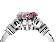 Floral Engagement Ring Setting for Fancy Pink Heart-Shaped Center with Marquise Cluster Shoulders and Prong Head in Platinum