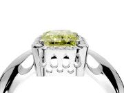 Halo Engagement Ring Setting for Fancy Yellow Radiant Cut Center with Tapered Plain Band and Prong Head in White Gold