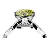 Solitaire Engagement Ring Setting for Fancy Yellow Heart-Shaped Center with Accented Twist Band and Leaf Prong Head in Platinum