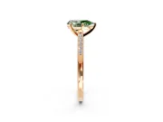 Solitaire Engagement Ring Setting for Fancy Green Pear-Shaped Center with Channel Accents and Prong Head in Rose Gold