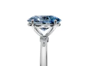 Solitaire Engagement Ring Setting for Fancy Blue Oval Center with Straight Thin Band and Prong Head in Sterling Silver