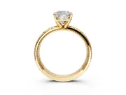 Solitaire Engagement Ring Setting for Cushion Cut Center with Scrollwork Band and Prong Head in Yellow Gold