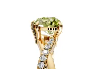 Solitaire Engagement Ring Setting for Fancy Yellow Heart-Shaped Center with Half-Pave Crossover Band and Prong Head in Yellow Gold