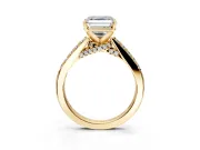 Solitaire Engagement Ring Setting for Asscher Cut Center with Crossover Accents and Prong Head in Yellow Gold