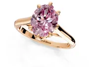 Solitaire Engagement Ring Setting for Fancy Pink Oval Center with Cathedral Band and Prong Head in Rose Gold