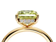 Hidden Halo Engagement Ring Setting for Fancy Yellow Asscher Cut Center with Thin Rounded Band and Prong Head in Yellow Gold