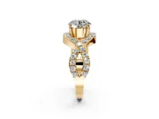 Halo Engagement Ring Setting for Round Cut Center with Pave Infinity Twist Band and Prong Head in Yellow Gold