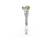 3 Stone Engagement Ring Setting for Fancy Yellow Heart-Shaped Center with Crossover Basket, Pave Band and Prong Head in White Gold