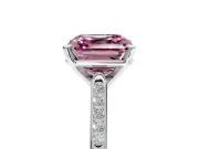 Solitaire Engagement Ring Setting for Fancy Pink Asscher Cut Center with Channel Accents and Prong Head in Platinum