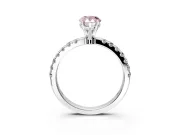 Open Basket Engagement Ring Setting for Fancy Pink Pear-Shaped Center with Pave Band and Prong Head in Platinum