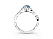 Solitaire Engagement Ring Setting for Fancy Blue Pear-Shaped Center with Twisted Pave Split Shank and Prong Head in Sterling Silver