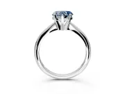 Solitaire Engagement Ring Setting for Fancy Blue Heart-Shaped Center with Knife Ridge Band and Claw Prong Head in Sterling Silver