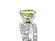 Solitaire Engagement Ring Setting for Fancy Yellow Princess Cut Center with Woven 3-Strand Pave Band and Prong Head in Platinum