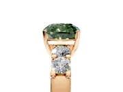 5 Stone Engagement Ring Setting for Fancy Green Cushion Cut Center with Plain Band and Prong Head in Rose Gold