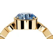 Milgrain Bezel Engagement Ring Setting for Fancy Blue Round Cut Center with Marquise Stations and Bezel Head in Yellow Gold