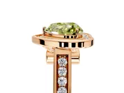 Halo Engagement Ring Setting for Fancy Yellow Heart-Shaped Center with Outer Bezel Rim, Pave Band and Prong Head in Rose Gold
