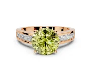 Solitaire Engagement Ring Setting for Fancy Yellow Round Cut Center with Princess Cut Channel Band and Prong Head in Rose Gold