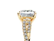 Solitaire Engagement Ring Setting for Princess Cut Center with Twisted Pave Split Shank and Prong Head in Yellow Gold