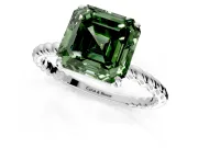 Solitaire Engagement Ring Setting for Fancy Green Asscher Cut Center with Plain Twisted Rope Band and Prong Head in Sterling Silver