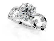 Solitaire Engagement Ring Setting for Round Cut Center with Criss-Cross Accent Band and Prong Head in Platinum