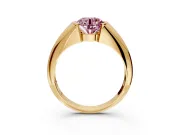 Tension Engagement Ring Setting for Fancy Pink Round Cut Center with Wide Tapered Band and Tension Head in Yellow Gold