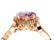 Halo Engagement Ring Setting for Fancy Pink Heart-Shaped Center with Leaf Motif Split Shank and Prong Head in Rose Gold