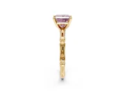 Solitaire Engagement Ring Setting for Fancy Pink Princess Cut Center with Bamboo Band and Prong Head in Yellow Gold