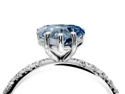 Solitaire Engagement Ring Setting for Fancy Blue Heart-Shaped Center with Micro Pave Band and Prong Head in Platinum