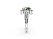 Solitaire Engagement Ring Setting for Fancy Green Oval Center with Twisted Band and Scroll Prong Head in Platinum