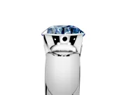 Tension Engagement Ring Setting for Fancy Blue Round Cut Center with Wide Flat Band and Tension Head in Platinum