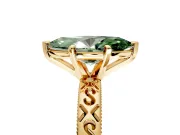Solitaire Engagement Ring Setting for Fancy Green Marquise Center with Scrollwork Band and Prong Head in Yellow Gold