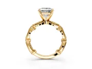 Solitaire Engagement Ring Setting for Princess Cut Center with Marquise Panel Band and Prong Head in Yellow Gold