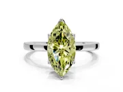 Solitaire Engagement Ring Setting for Fancy Yellow Marquise Center with Thin Rounded Plain Band and Prong Head in Sterling Silver
