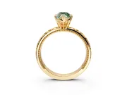 Solitaire Engagement Ring Setting for Fancy Green Marquise Center with XO Engraved Band and Prong Head in Yellow Gold