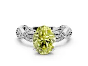 Solitaire Engagement Ring Setting for Fancy Yellow Oval Center with Marquise Panel Band and Prong Head in Sterling Silver