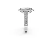 Milgrain Halo Engagement Ring Setting for Marquise Center with Pave Band and Prong Head in Platinum