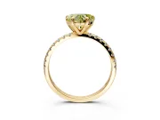 Solitaire Engagement Ring Setting for Fancy Yellow Heart-Shaped Center with Fine Pave Narrow Band and Prong Head in Yellow Gold
