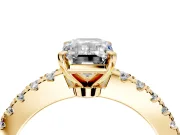 Solitaire Engagement Ring Setting for Emerald Cut Center with Single Row Accent Band and Prong Head in Yellow Gold