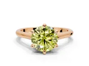 Solitaire Engagement Ring Setting for Fancy Yellow Round Cut Center with Cathedral Band and Prong Head in Rose Gold