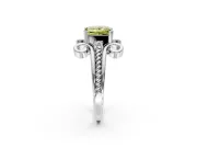 Solitaire Engagement Ring Setting for Fancy Yellow Princess Cut Center with Twisted Band and Scroll Prong Head in Platinum