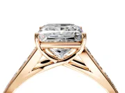 Solitaire Engagement Ring Setting for Princess Cut Center with Cathedral Channel Band and Prong Head in Rose Gold
