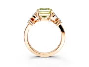 Floral Engagement Ring Setting for Fancy Yellow Princess Cut Center with Marquise Cluster Shoulders and Prong Head in Rose Gold