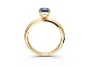 Solitaire Engagement Ring Setting for Fancy Blue Emerald Cut Center with Wide Knife Ridge Band and Prong Head in Yellow Gold